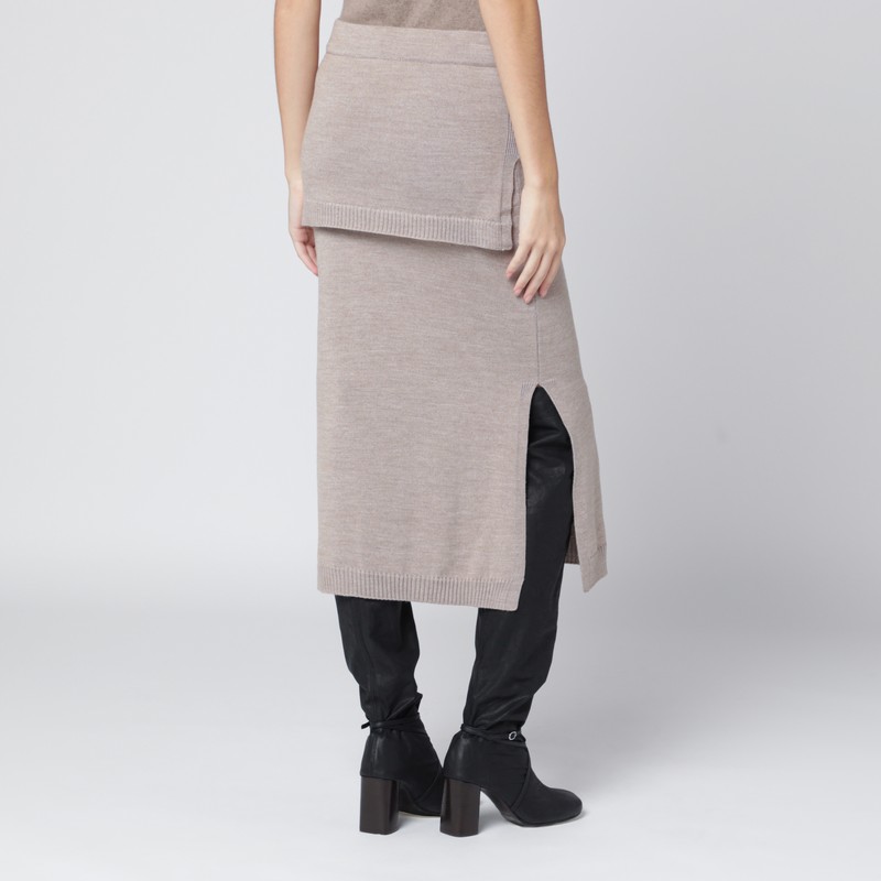 Lemaire Taupe Trompe-l'oeil Skirt In Blend In Gray