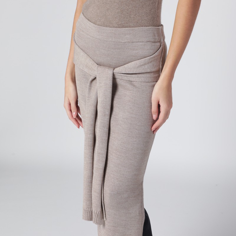 Lemaire Taupe Trompe-l'oeil Skirt In Blend In Gray
