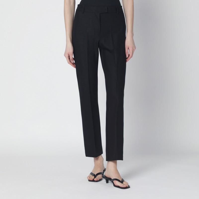 Black cotton-blend trousers
