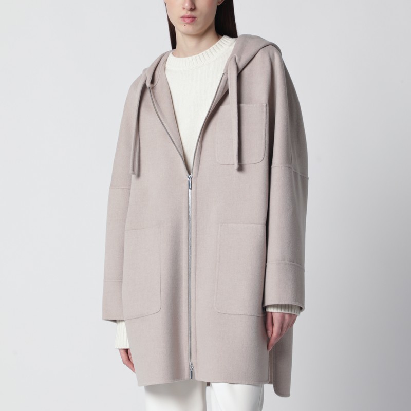 Beige hooded coat