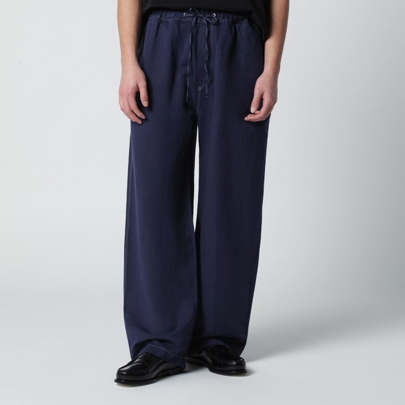 Sonny trousers indigo blue in cotton and linen