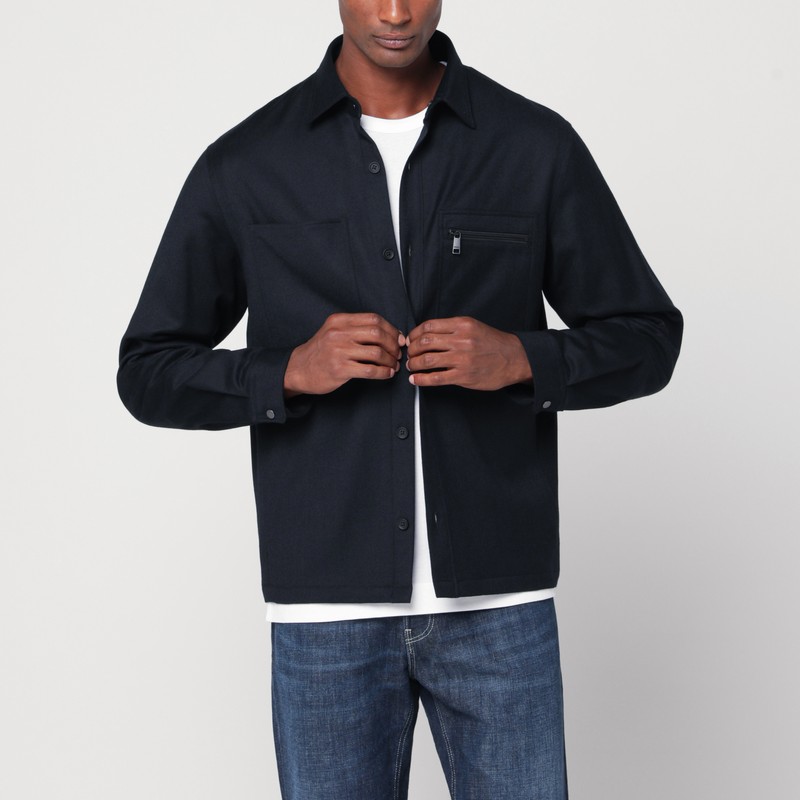 Navy blue wool shirt-jacket