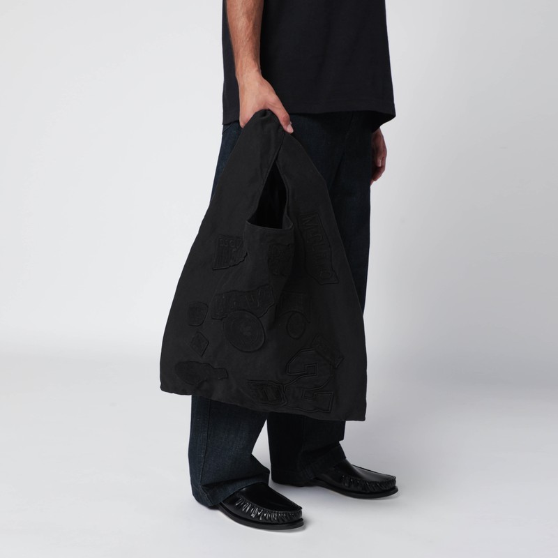 Magliano X D2 Black Canvas Tote With Patches In Black