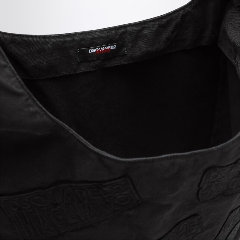 Magliano X D2 Black Canvas Tote With Patches In Black