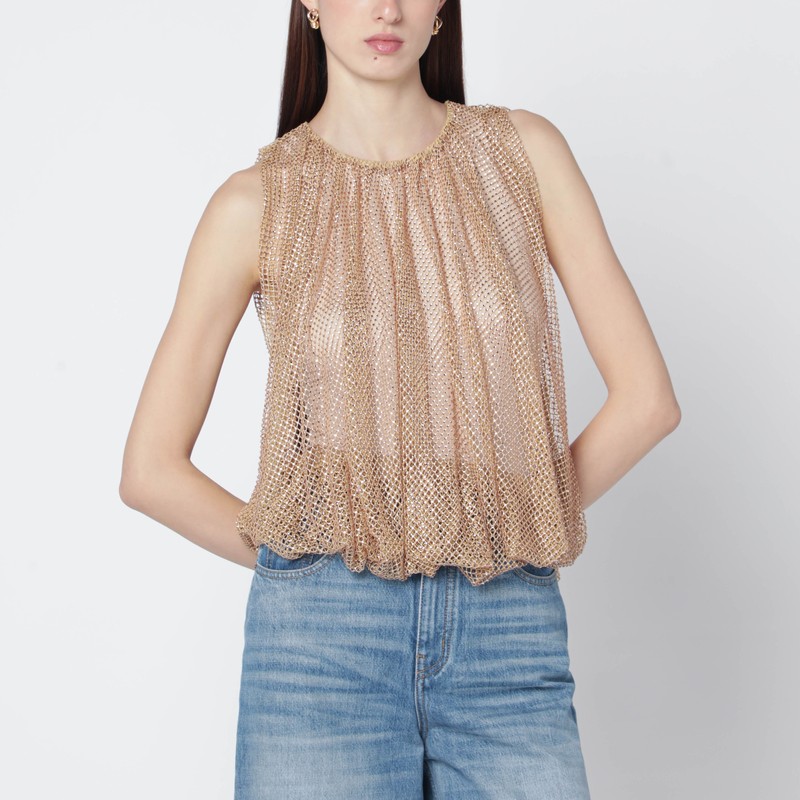 Camel mesh top with crystals