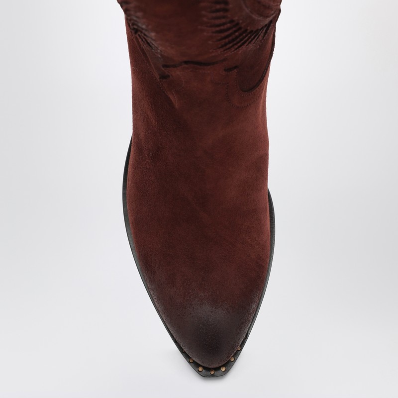 Sartore Brown Suede Frida Western Boot In Brown