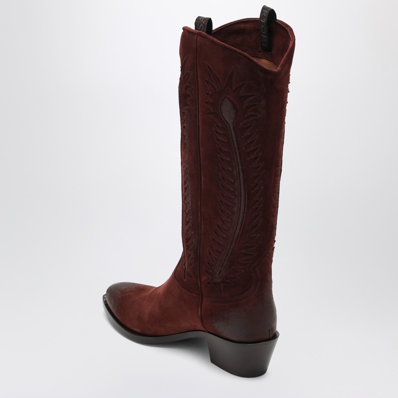 Sartore Brown Suede Frida Western Boot In Brown