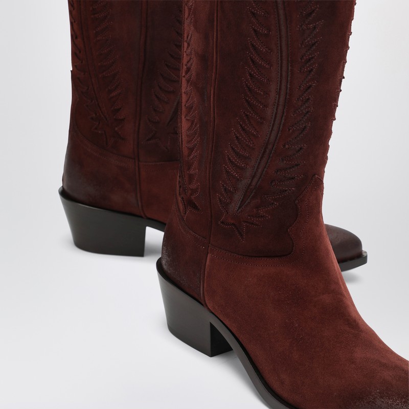 Sartore Brown Suede Frida Western Boot In Brown