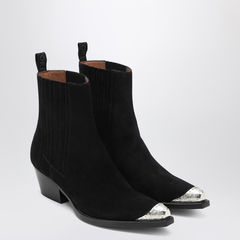 Sartore Black Suede Wax Ankle Boot In Multi