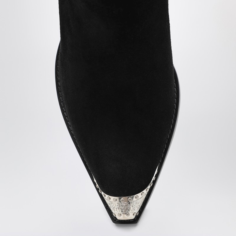 Sartore Black Suede Wax Ankle Boot In Multi