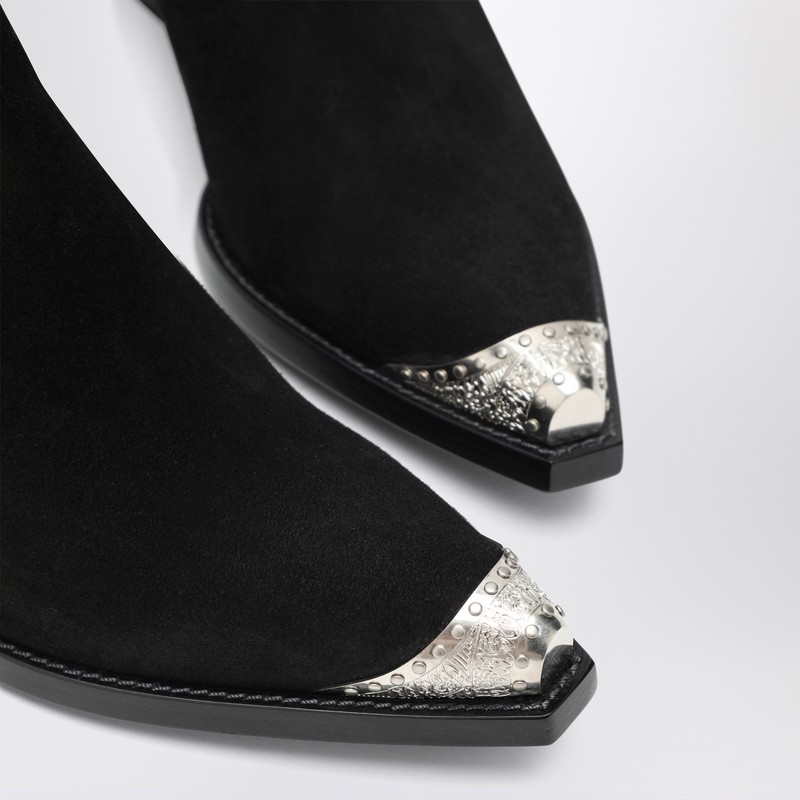 Sartore Black Suede Wax Ankle Boot In Multi