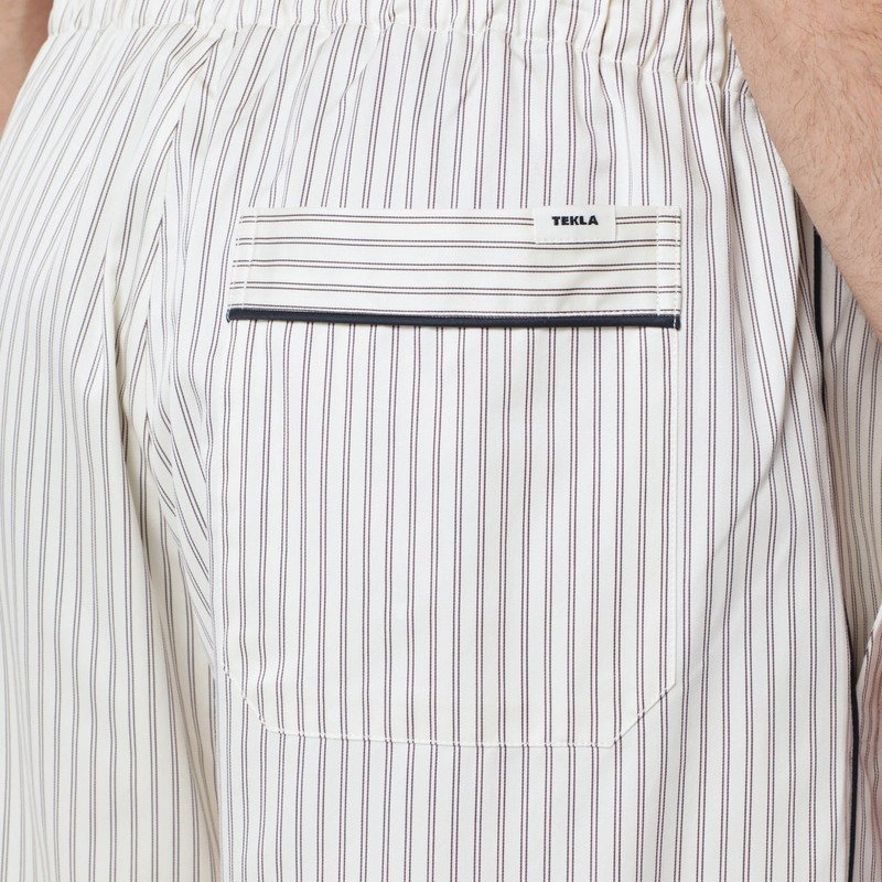 Tekla Brown And White Striped Pyjama Trousers In White
