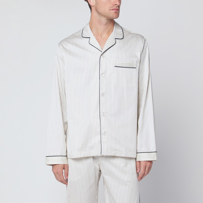 Brown and white striped pyjama shirt