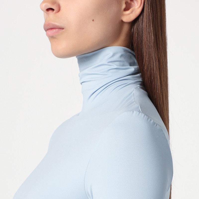 Sportmax Light Blue Jersey Knit Turtleneck Sweater In Blue