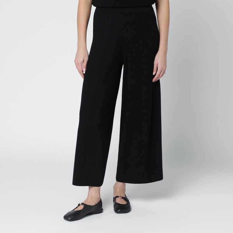 Black viscose-knit trousers