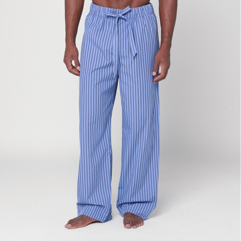 Striped light blue pyjama trousers