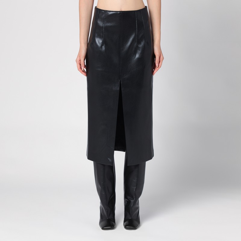 Stephanie black leatherette midi skirt