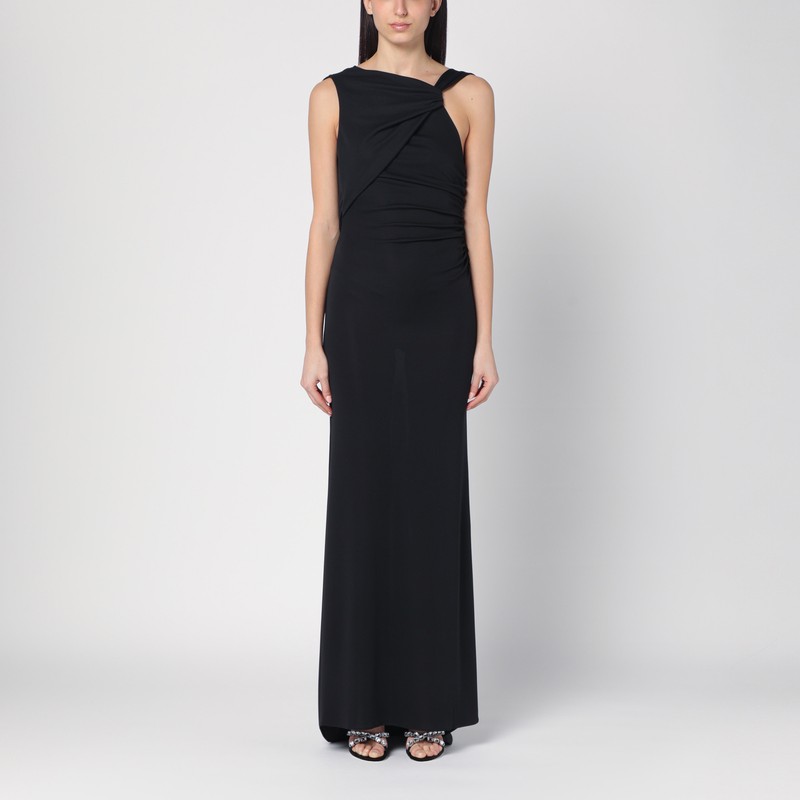 Long draped black dress