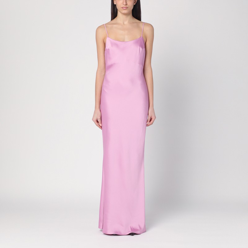 Peony colour dress with back draping