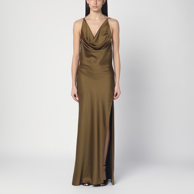 Kaki dress with an open back