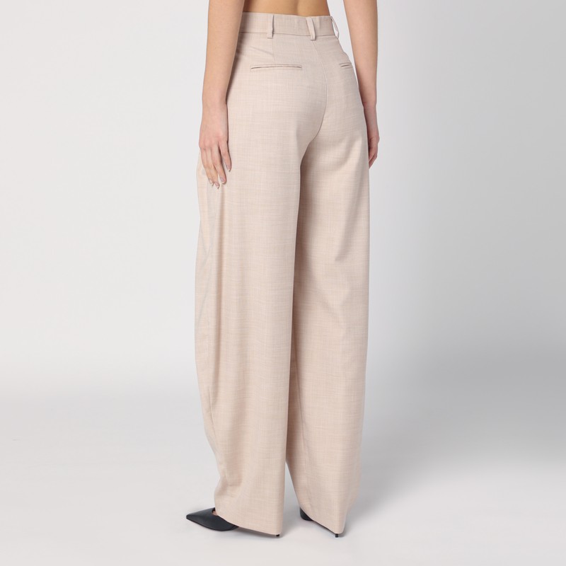 The Andamane Wide Leg Pleated Trousers With Pockets And Belt Loops In Beige