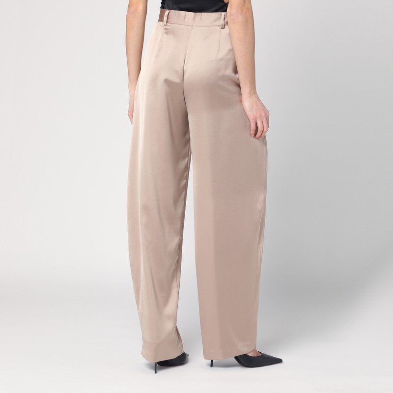 The Andamane Wide Pleated Leg Trousers With Belt Loops In Beige