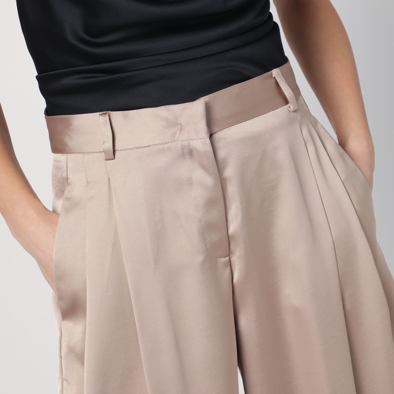 The Andamane Wide Pleated Leg Trousers With Belt Loops In Beige