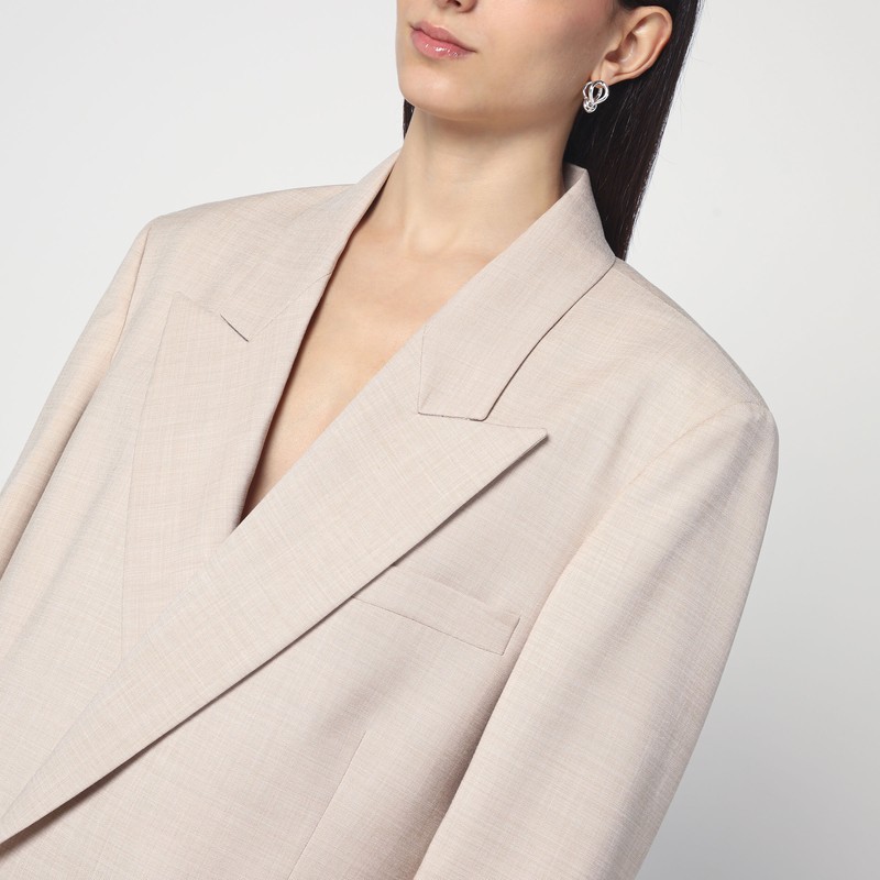 The Andamane Double-breasted Sand-coloured Jacket In Beige