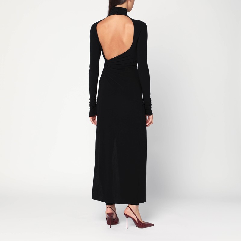 The Andamane Tessa Jumpsuit Draped High Neckline Long Sleeves In Black