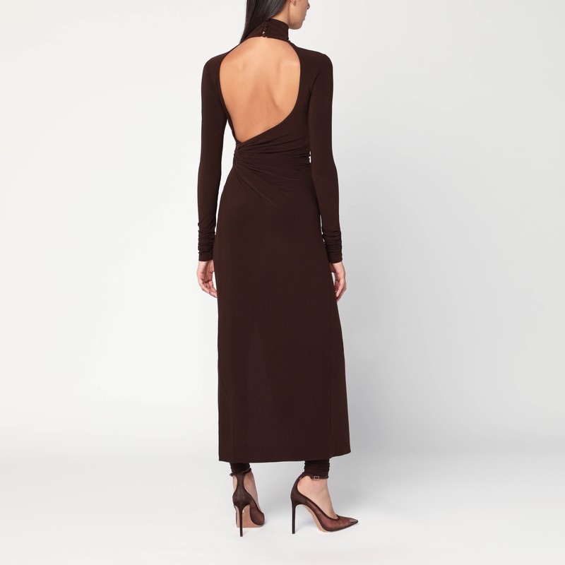 The Andamane Tessa Turtleneck Openback Jumpsuit In Brown