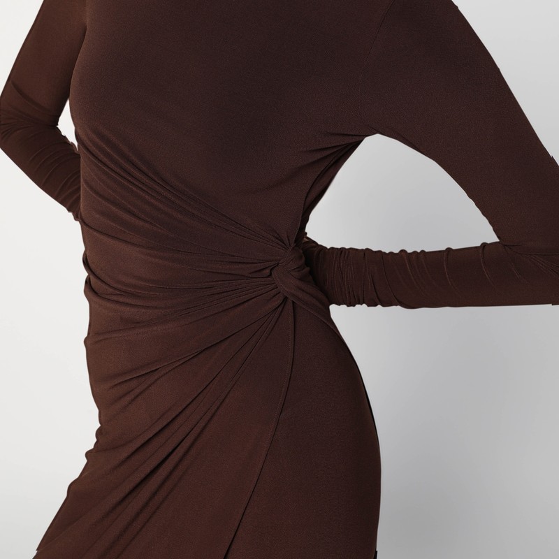 The Andamane Tessa Turtleneck Openback Jumpsuit In Brown