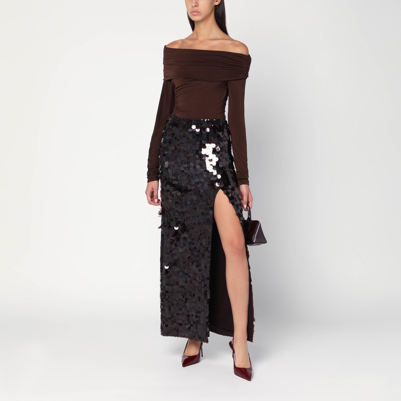 The Andamane Top With Bare Shoulders In Brown Jersey In Brown