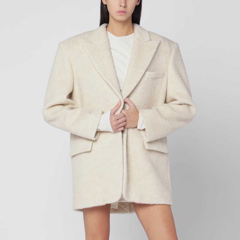 Oversized ivory jacket in wool blend