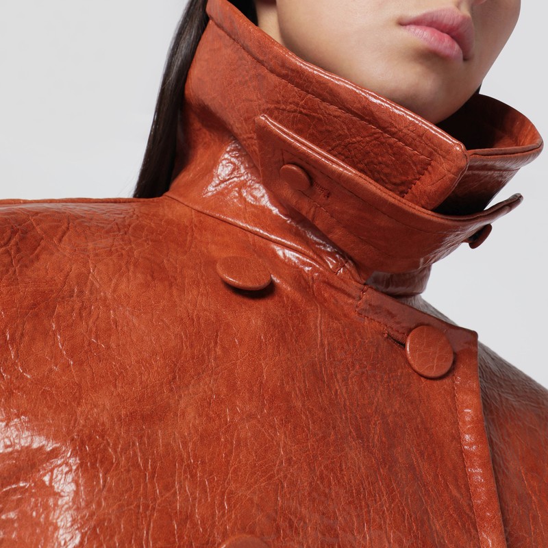 The Andamane Tan Leather-effect Belted Jacket In Brown
