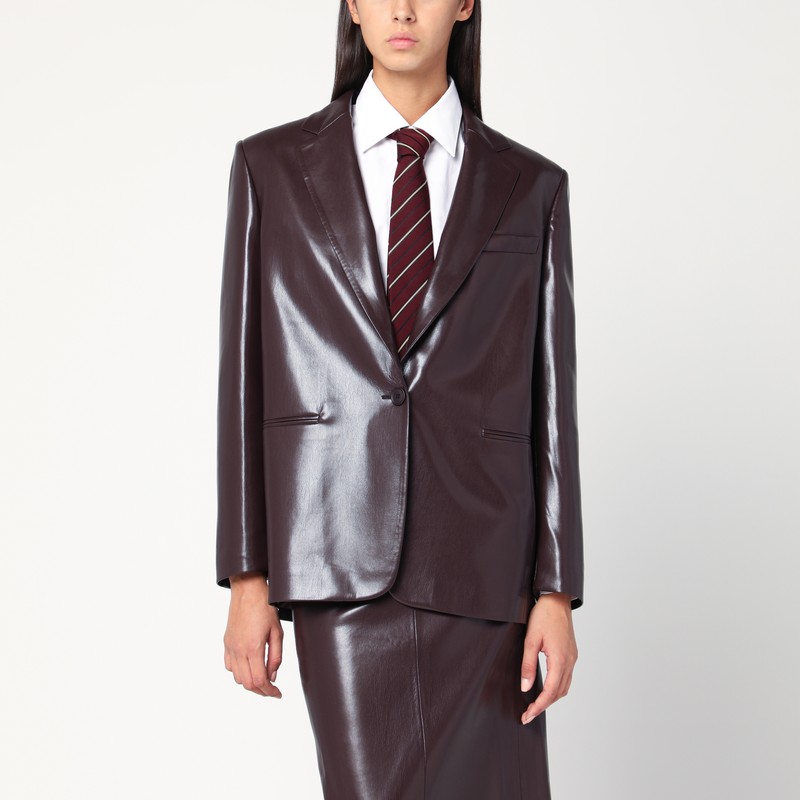 Bordeaux faux leather single-breasted jacket - THE ANDAMANE - Modalova