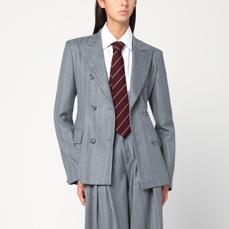 Shannon grey pinstriped double-breasted jacket
