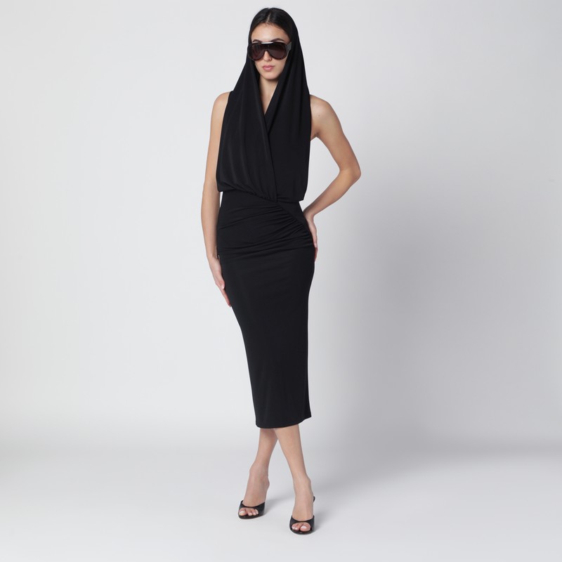 Black Annie hooded midi dress