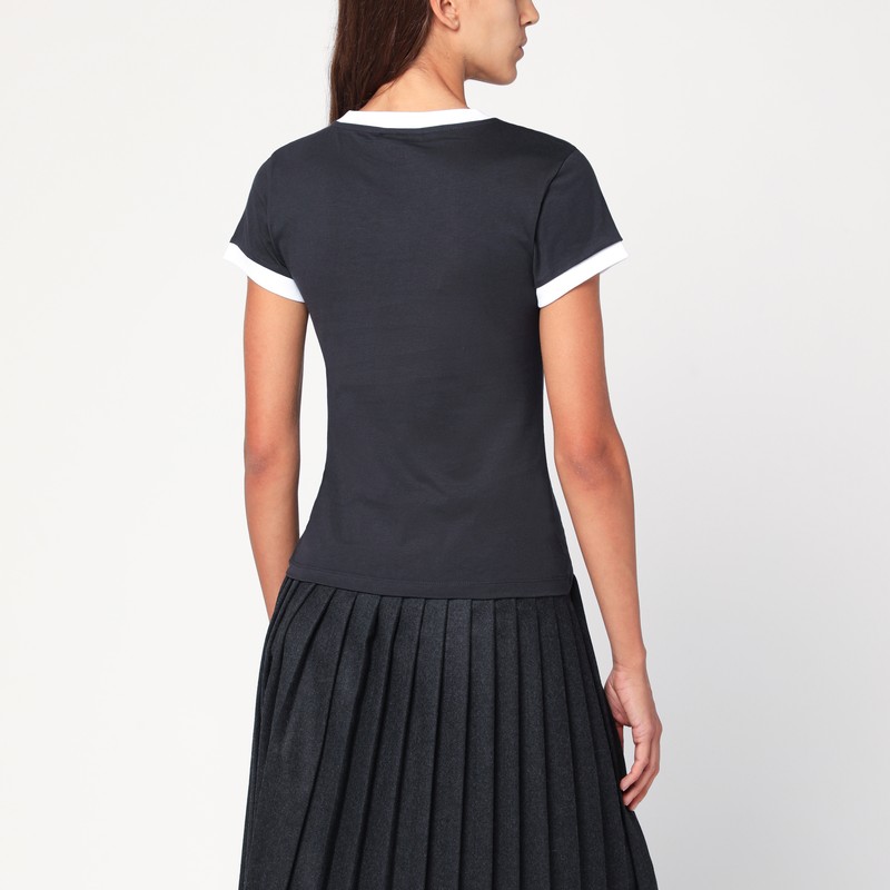 Ganni Graphic Print Crew Neck Short Sleeve Top In Black