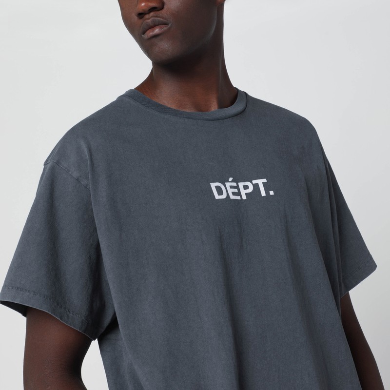 Gallery Dept. Black Team Dept Vintageeffect Tshirt In Black