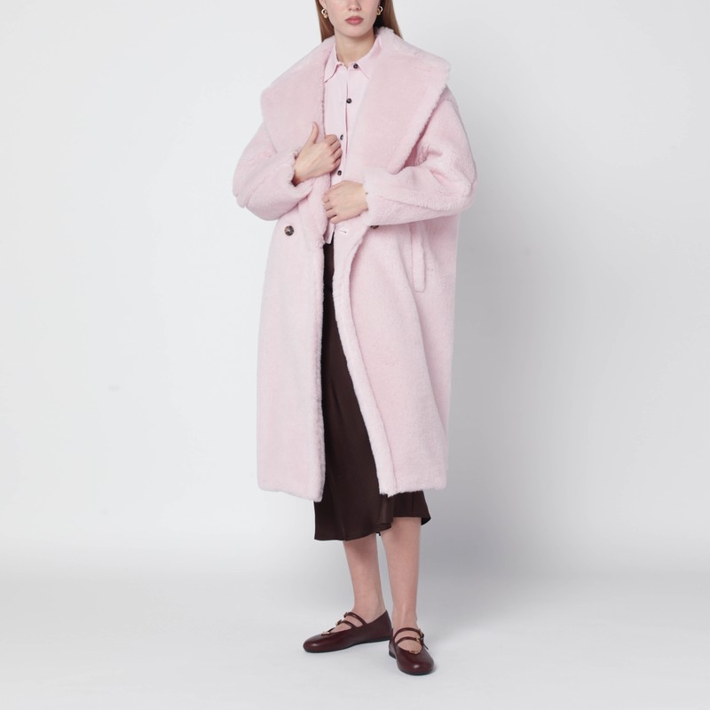 Light pink Teddy Bear Icon Coat in alpaca and wool