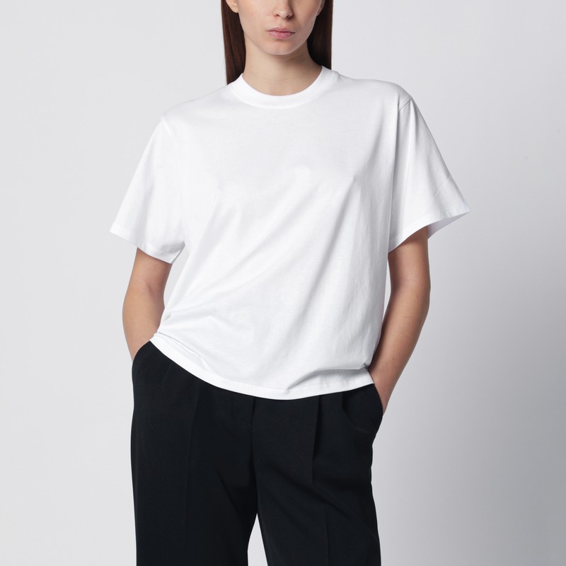T-shirt girocollo in cotone bianca