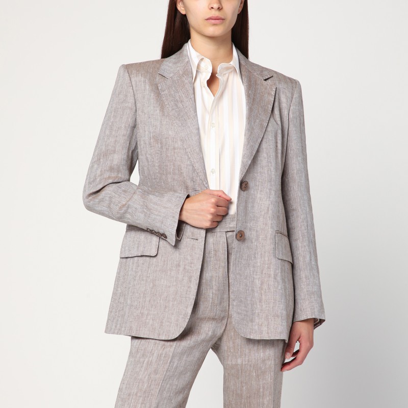 Beige single-breasted linen jacket