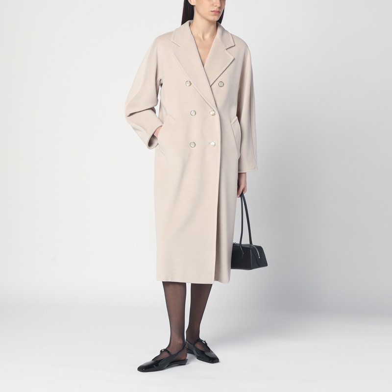 Max Mara Women's Beige Double-breasted Coat In Blue