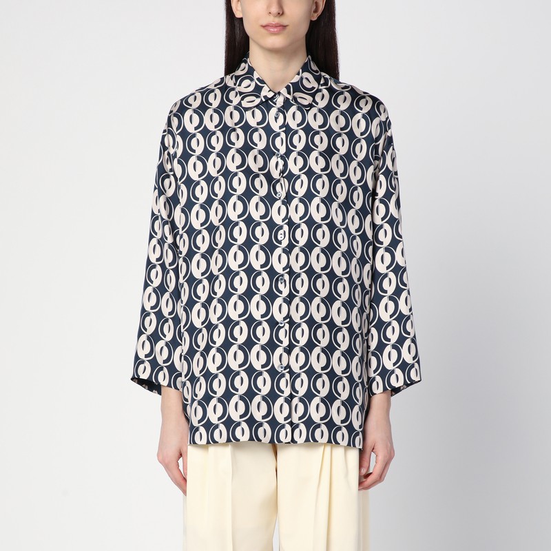 Reversible patterned silk blouse