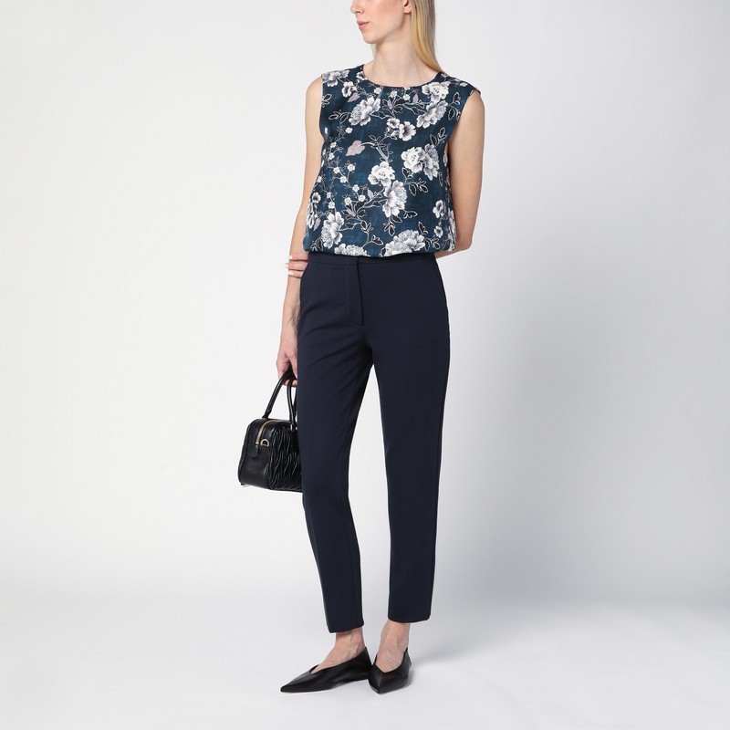 Max Mara Timeless Reversible Blue Sleeveless Top In Blue