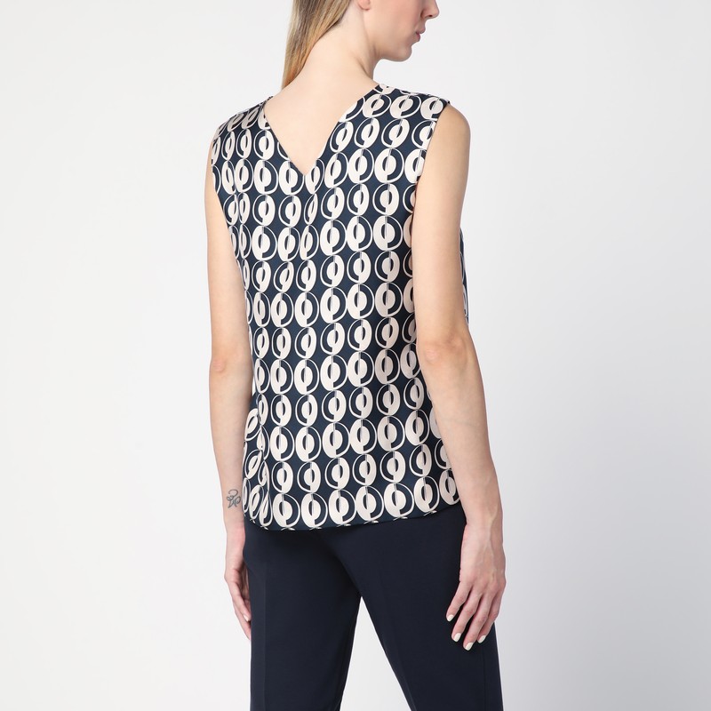 Max Mara Timeless Reversible Blue Sleeveless Top In Blue