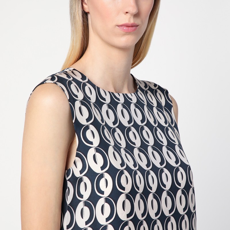 Max Mara Timeless Reversible Blue Sleeveless Top In Blue