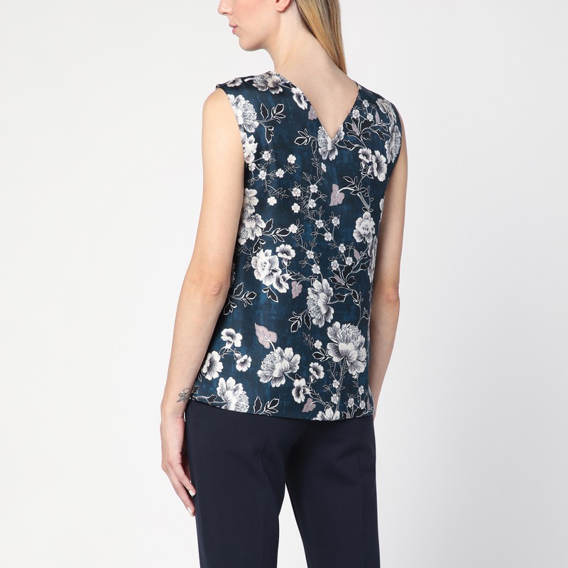 Max Mara Timeless Reversible Blue Sleeveless Top In Blue