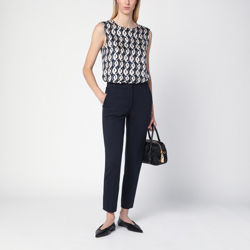 Max Mara Timeless Reversible Blue Sleeveless Top In Blue