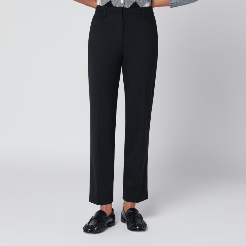 Black wool-blend trousers